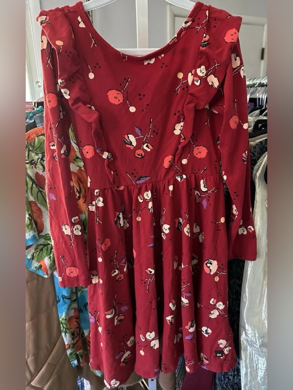 Tea Collection girls sz 8 red floral dress